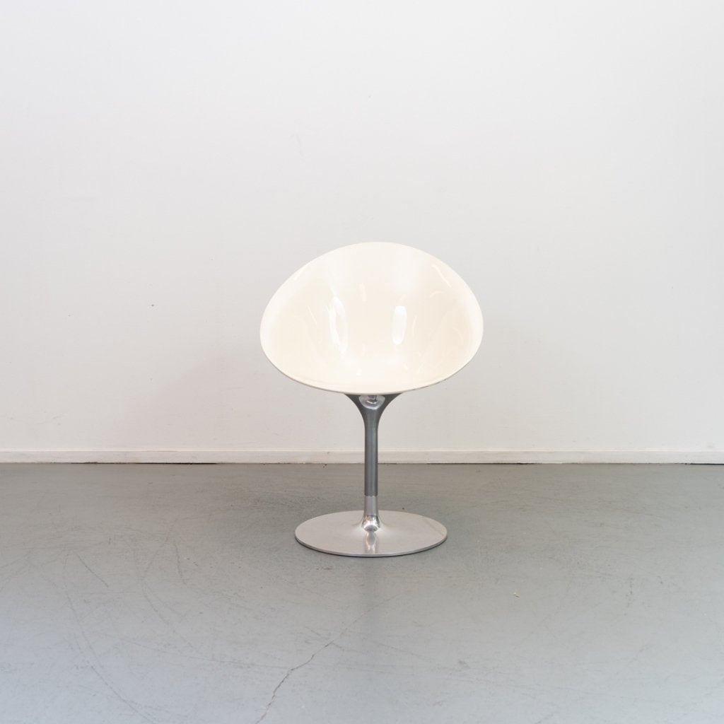 1x Kartell Eros 4835 Draaibare Kuipstoel Wit - Chroom, Niet ingevuld, Gebruikt, Wit, Niet ingevuld