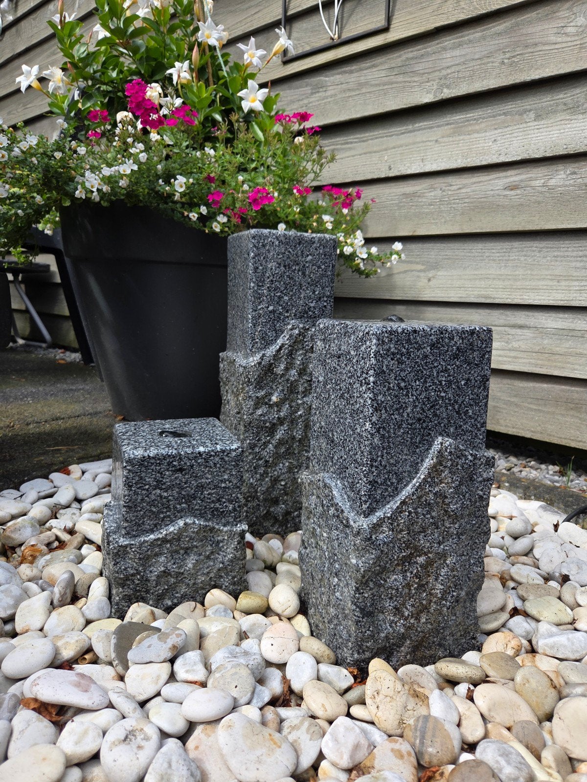 Granieten Waterornament met pomp en kiezelstenen, Ophalen, Gebruikt, Graniet, Waterornament