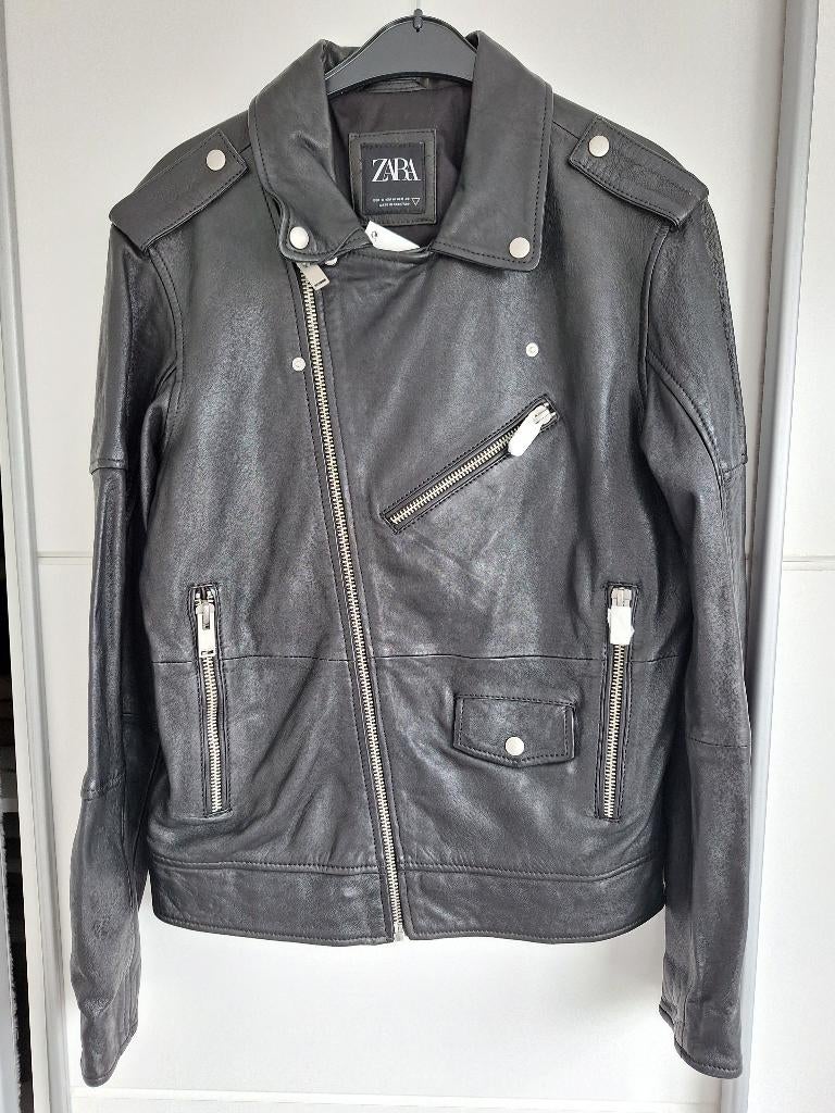 Zara leren jas, Zara, Maat 48/50 (M), Zwart, Nieuw