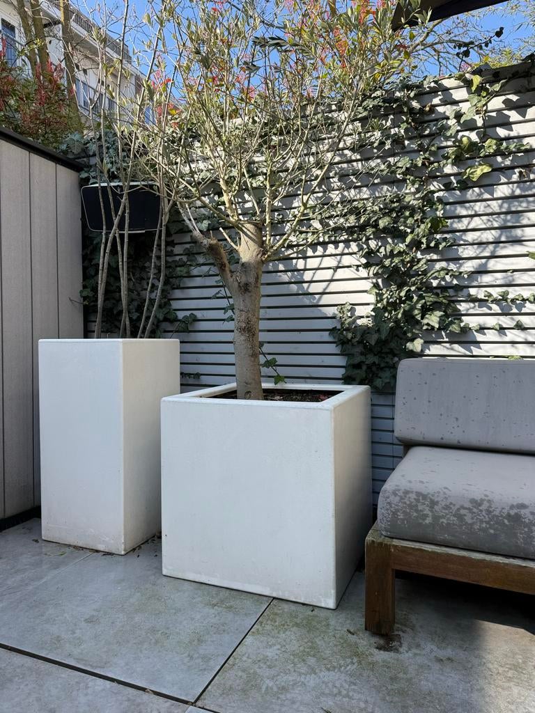 Set van 3 polyester plantenbakken, Ophalen, Kunststof, Gebruikt, Minder dan 60 cm