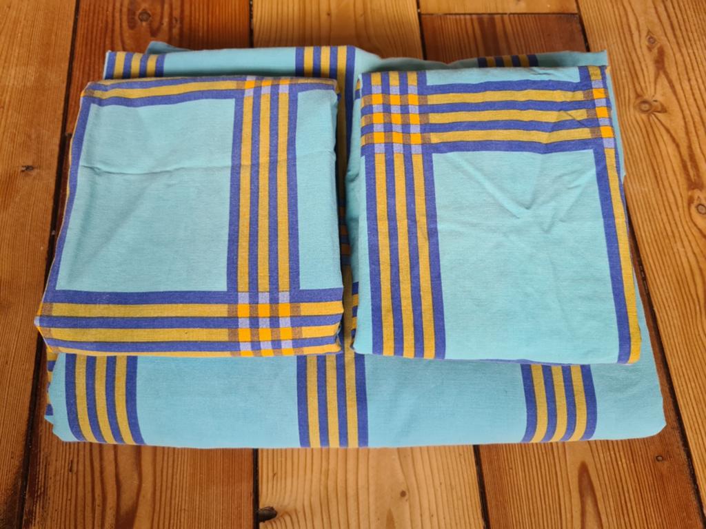 Beddinghouse Dekbedovertrek Lits-jumeaux - Blauw/Geel Geruit, Gebruikt, Blauw, Dekbedovertrek, Tweepersoons