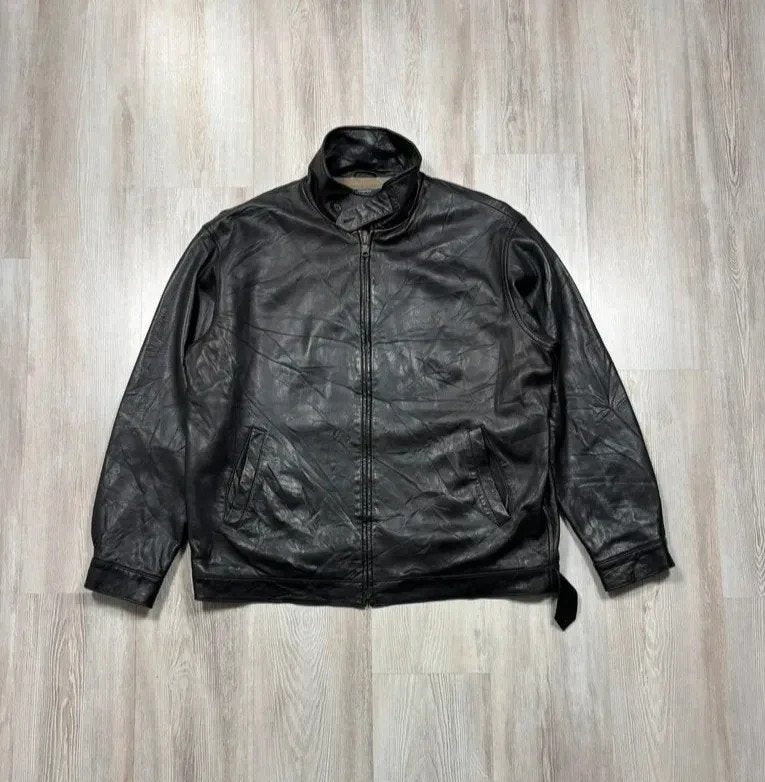 Polo Ralph lauren leather Jacket XL – Genuine Leather, Black, Verzenden, Zwart, Vintage Dressing, Maat 56/58 (XL)