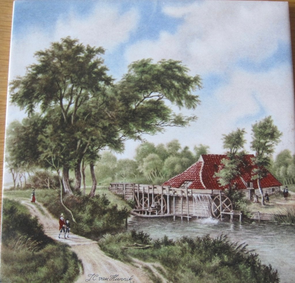 Wand tegel Landschap J. C. van Hunnik, Antiek en Kunst, Ophalen of Verzenden