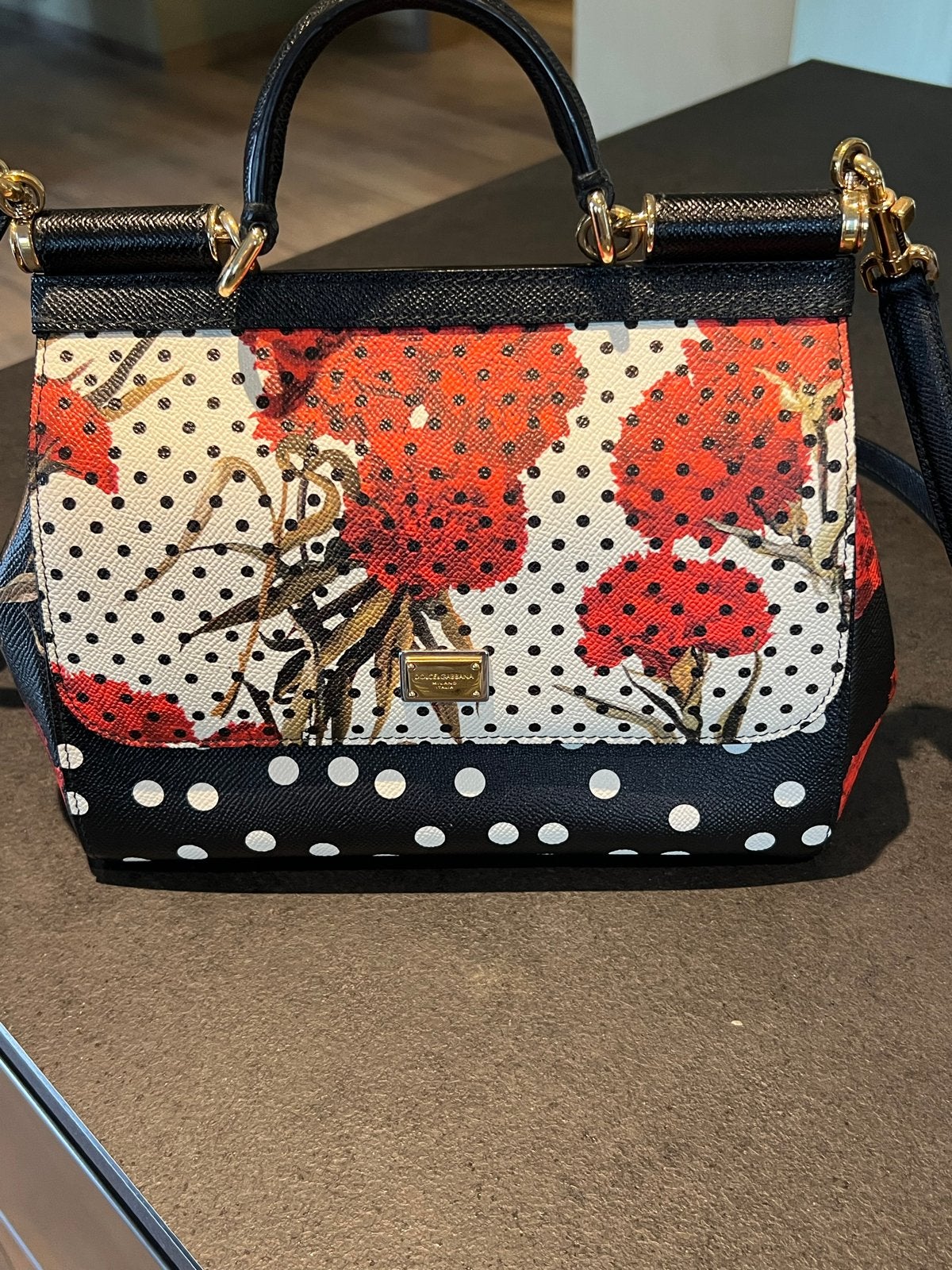 Dolce & Gabbana Sicily Tas - Rood, Zwart, Wit met stippen, Ophalen, Zo goed als nieuw, Rood, Handtas