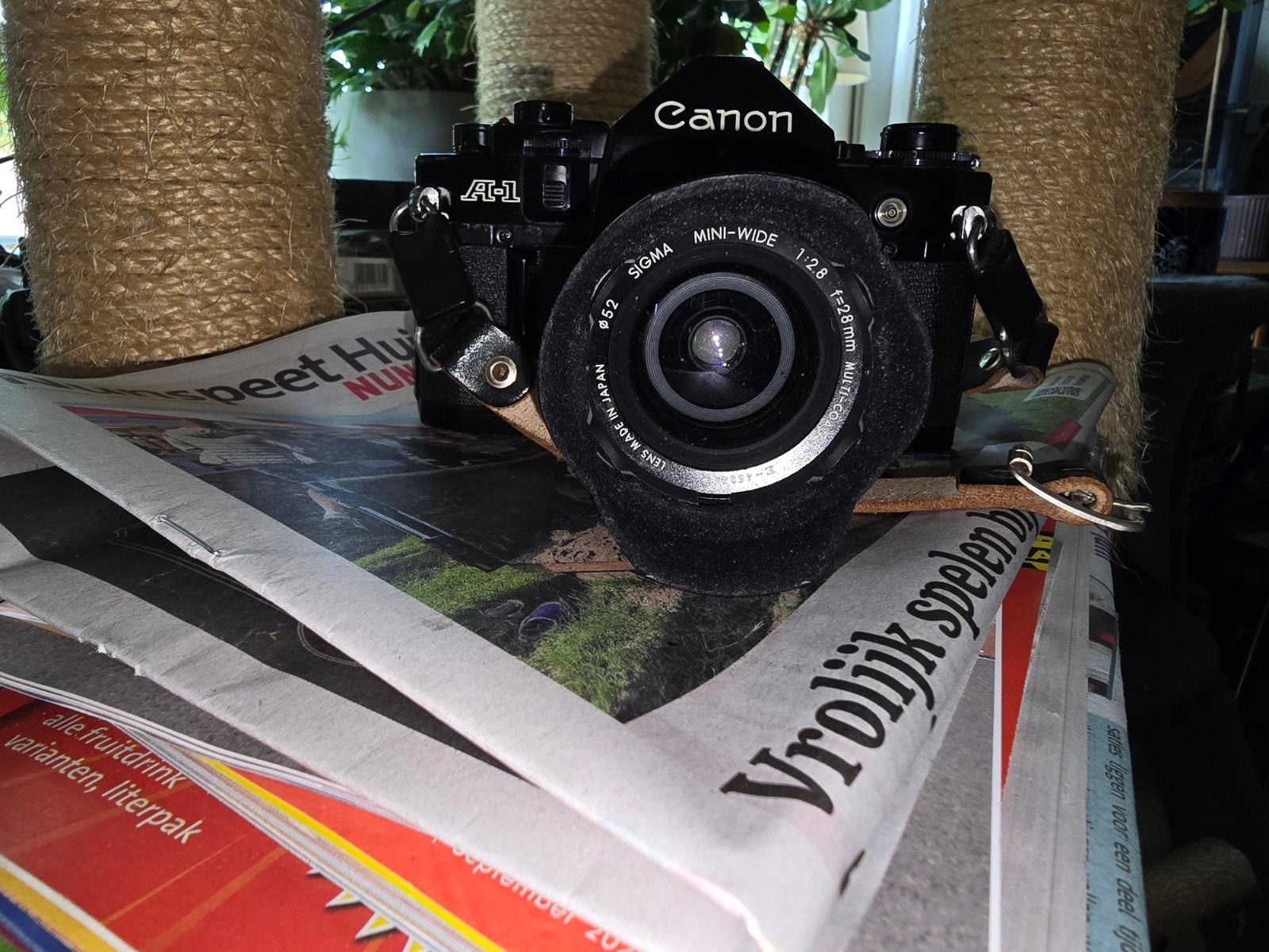 Canon A-1 - Sigma 28mm lens - perfect voor analoge fotograf, Audio, Tv en Foto, Fotocamera's Analoog, Ophalen, Gebruikt, Spiegelreflex
