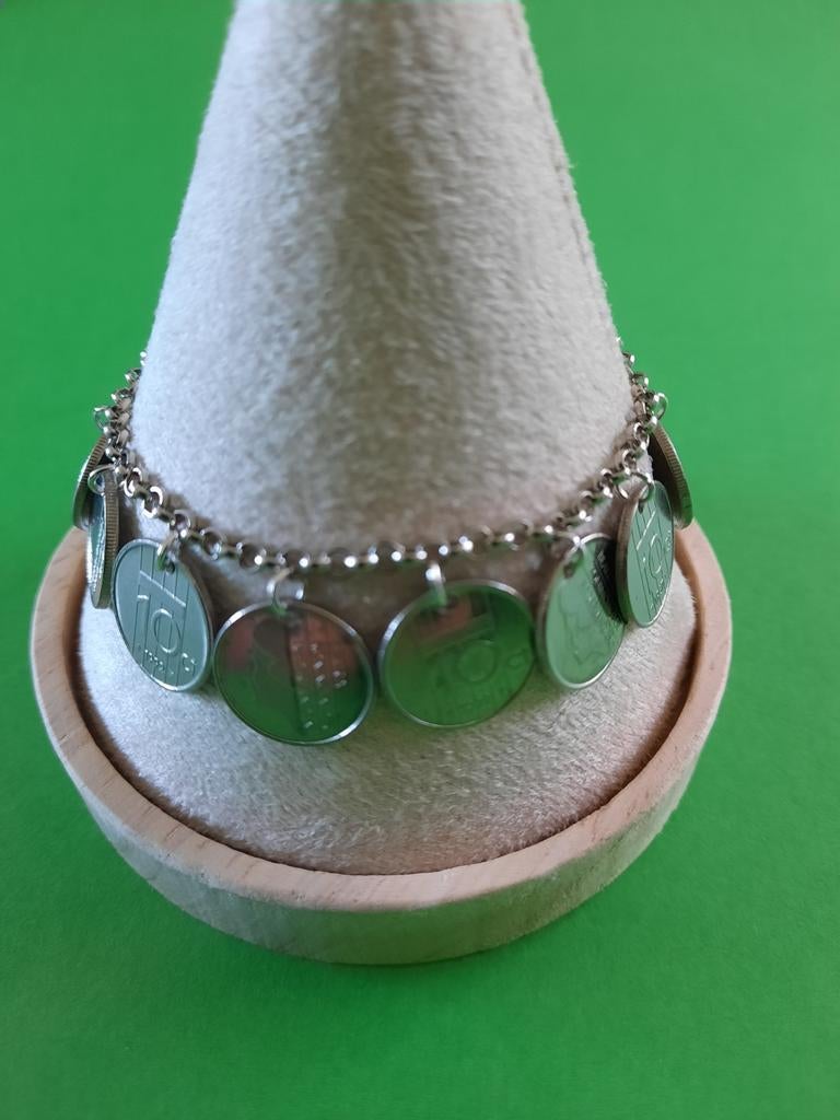 Beatrix Dubbeltjes Armband, fijne schakel, Sieraden, Tassen en Uiterlijk, Armbanden, Ophalen of Verzenden, Zo goed als nieuw, Zilver