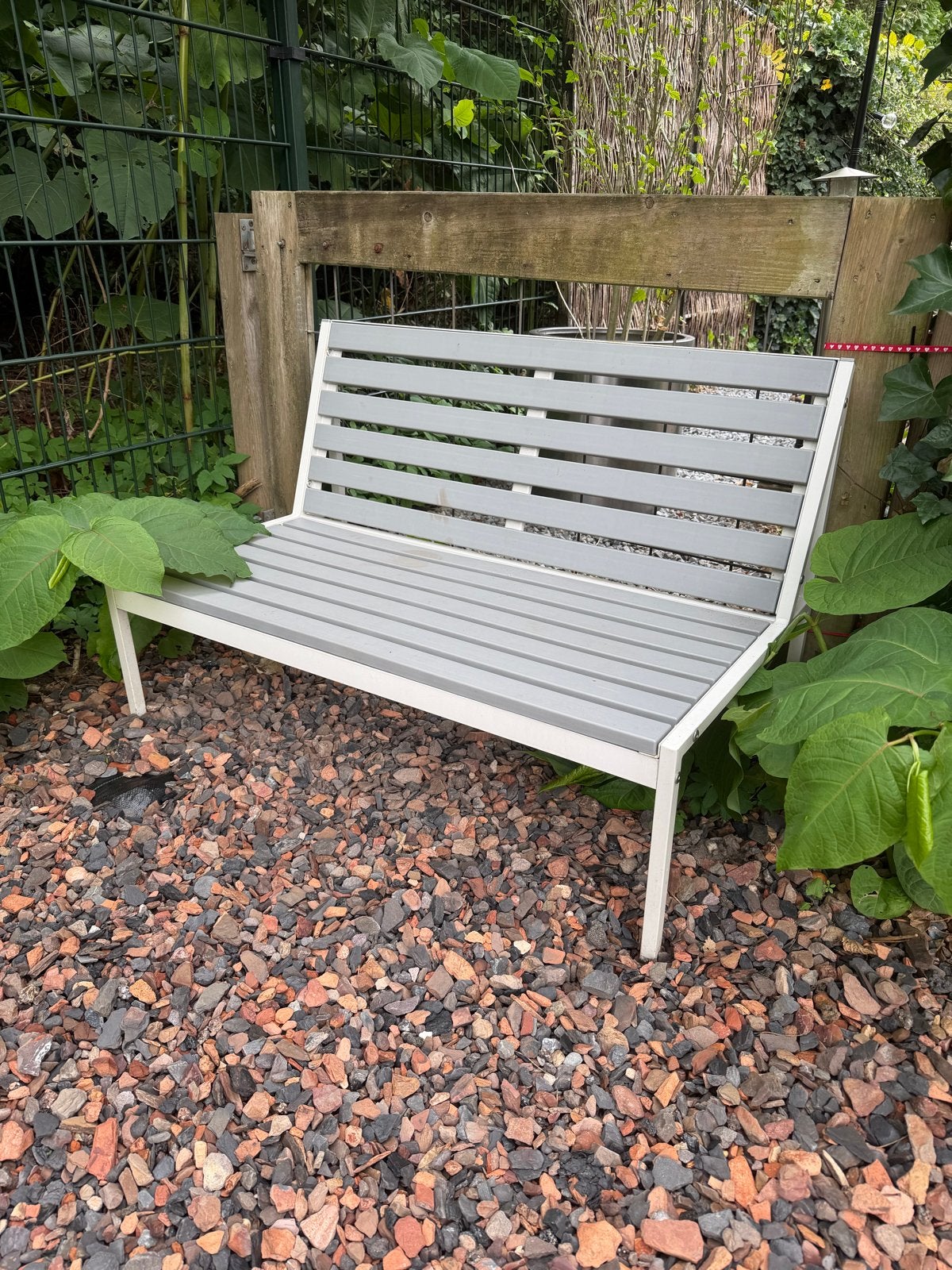 Tuinbank grijs/wit - Gebruikt, Tuin en Terras, Ophalen, Gebruikt, Metaal