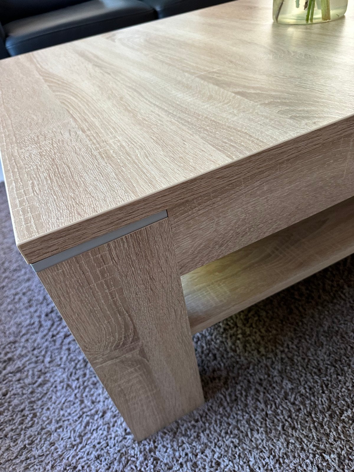 Moderne salontafel met opbergkast en boekenkast, Ophalen, 100 tot 150 cm, 50 tot 100 cm, Zo goed als nieuw