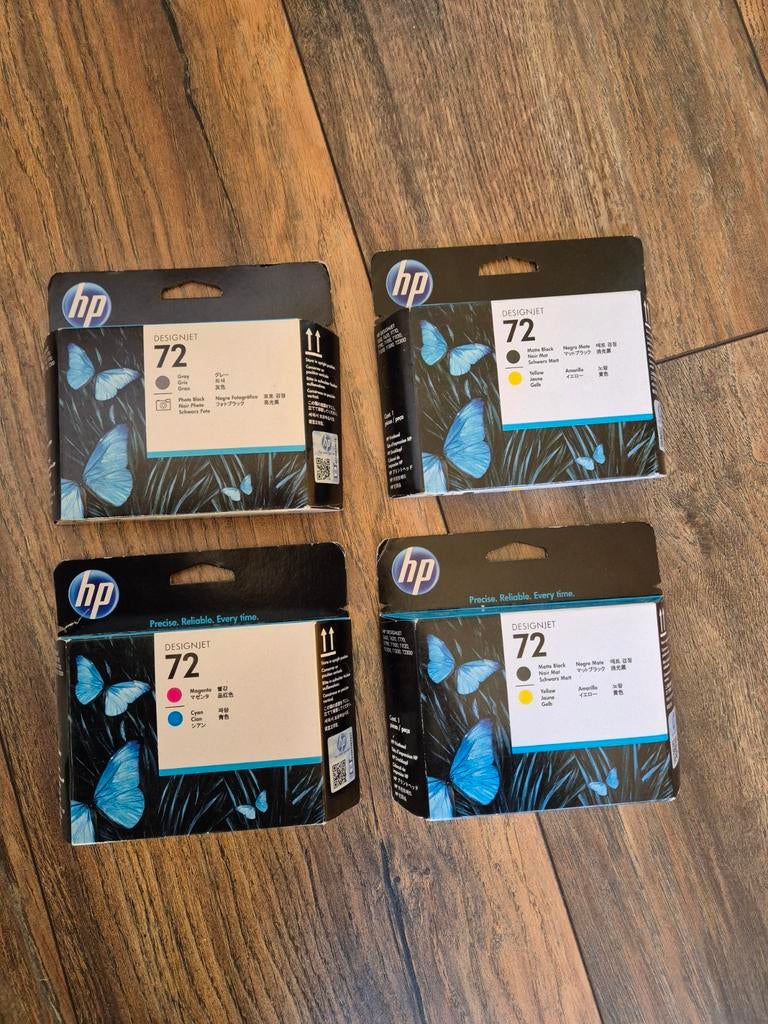 4x Nieuwe HP DesignJet 72 Inktcartridges - Diverse Kleuren, Ophalen of Verzenden, Nieuw, Cartridge, HP