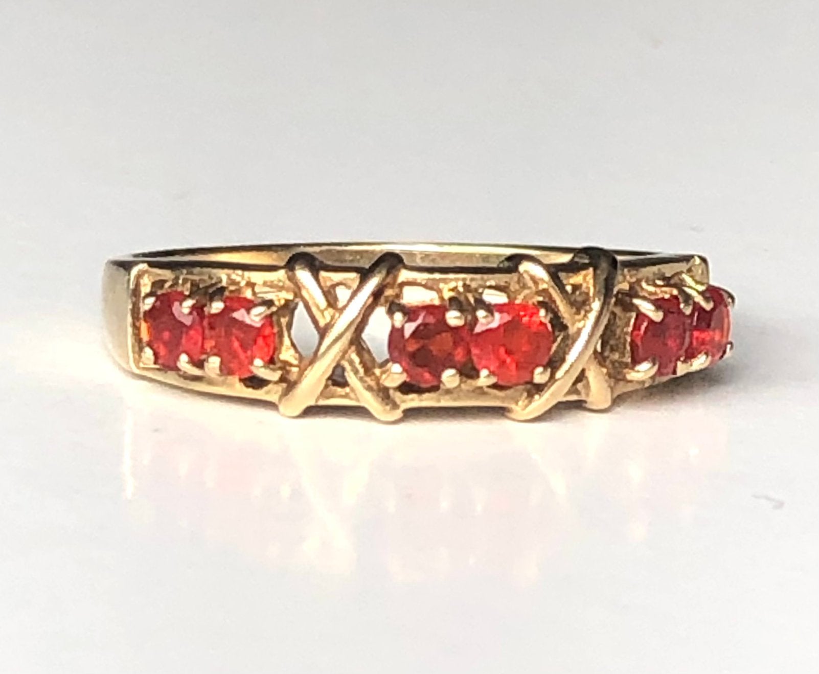 Gouden vintage ring met vuur opaal  vuuropaal maat 17 1/4, Ophalen of Verzenden, Zo goed als nieuw, 17 tot 18, Met edelsteen