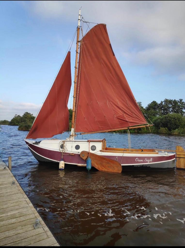 Prachtige platbodem zeilschouw, Watersport en Boten, Platbodems, Ophalen, Staal, Diesel, Zo goed als nieuw