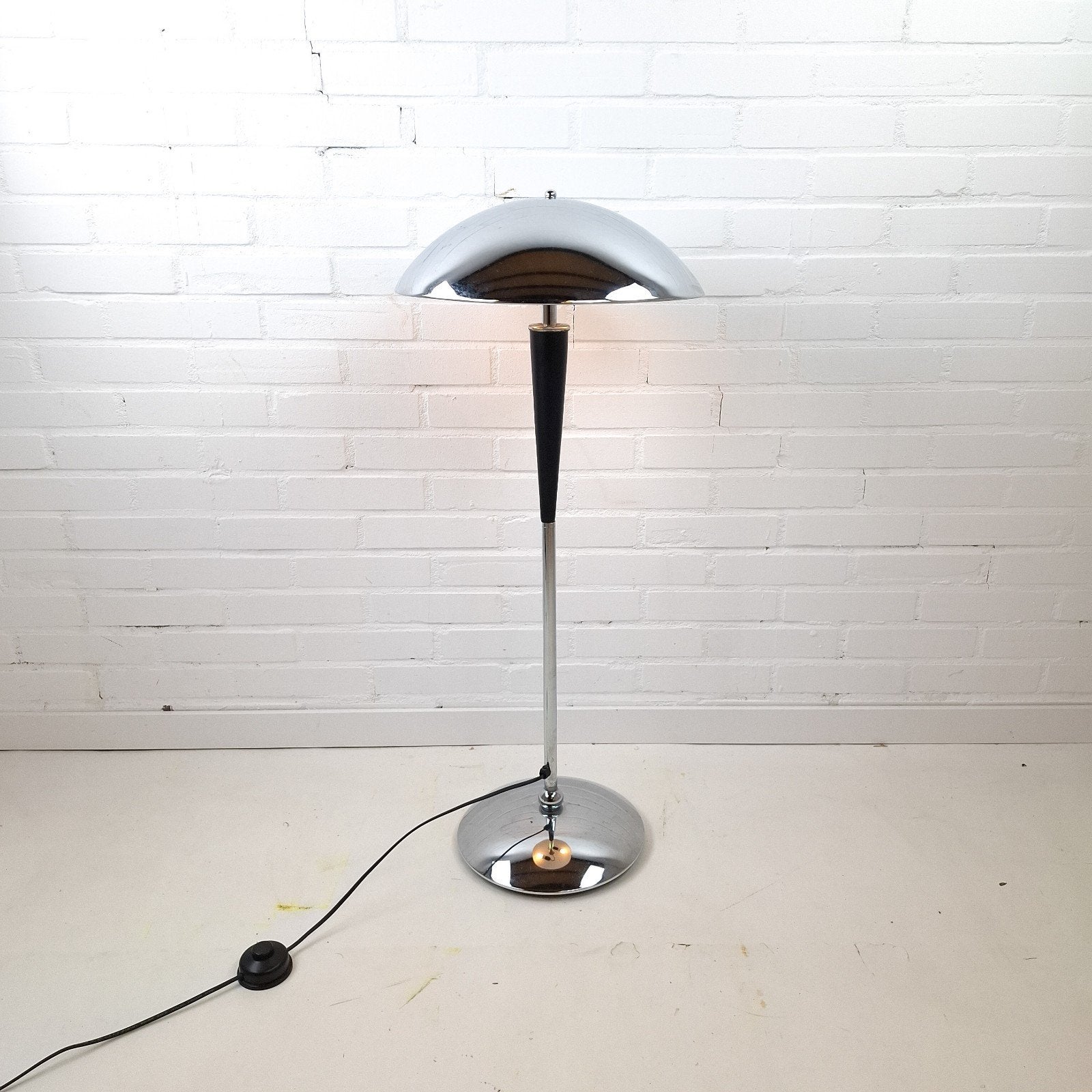 Vintage vloerlamp stalamp mushroom Bauhaus stijl chroom, Ophalen, Gebruikt, X, Metaal