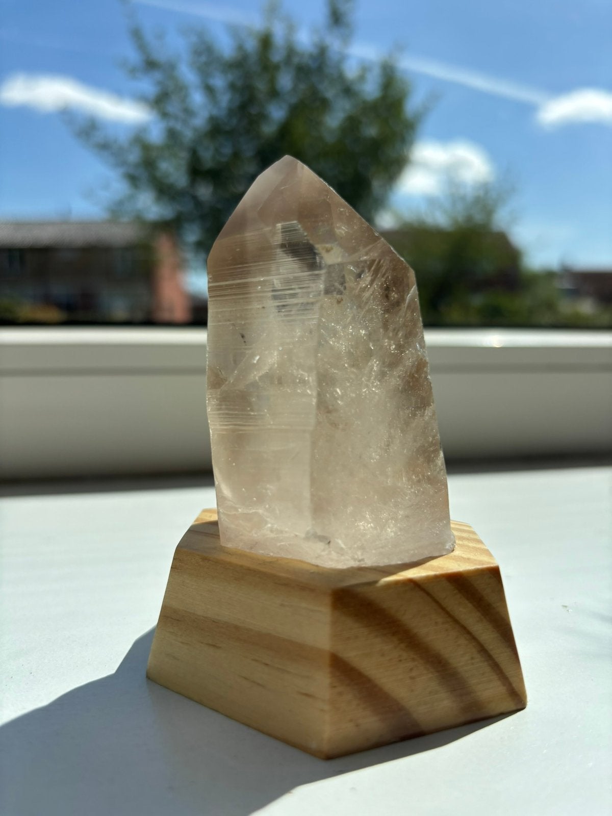 Lemurian Kwarts met Groeilijnen & Regenbogen – 260 gram, Ophalen of Verzenden, Mineraal