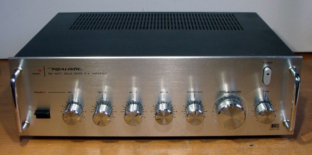 REALISTIC MPA100 Solid State P.A. Amplifier 100W, 120V, Ophalen, Gebruikt, Minder dan 500 watt, P.A.