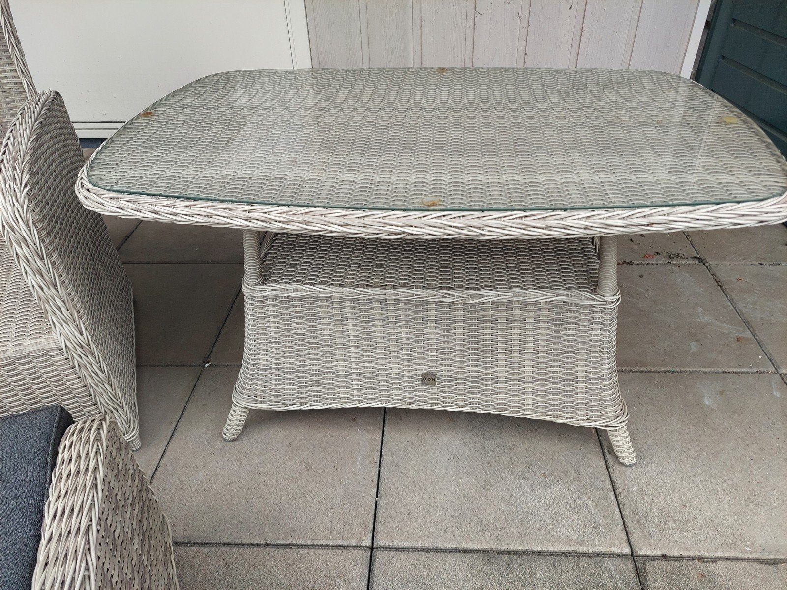 TAFEL EN PARASOL MET VERRIJDBARE VOET, Ophalen of Verzenden, Gebruikt, Kunststof, Tuinset