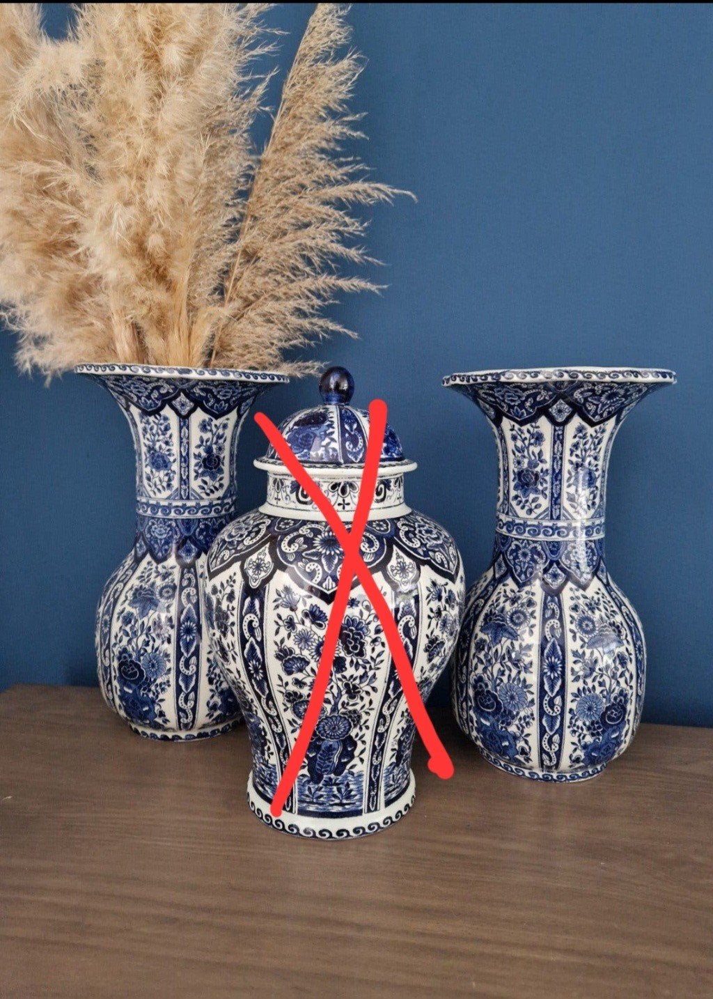 Set van 2 Delfts blauwe vazen van Boch Royal Sphinx, Ophalen