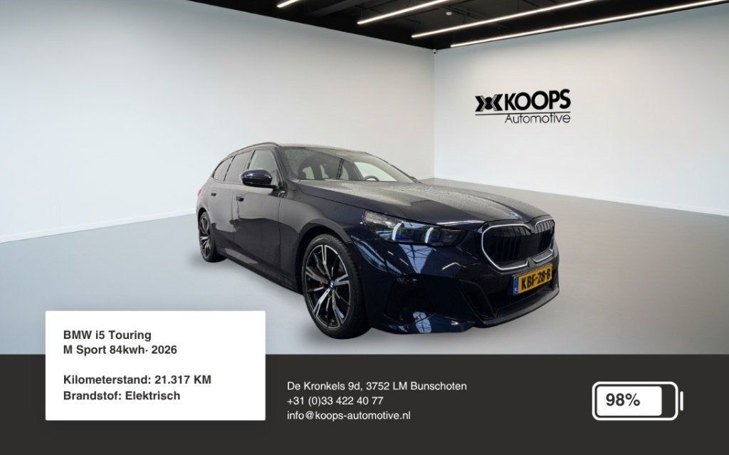 Bmw i5 Touring eDrive40 SOH 98% | M sport pakket | Ass. Driv, Auto's, Automaat, Dealer onderhouden, 0 cilinders, Gebruikt