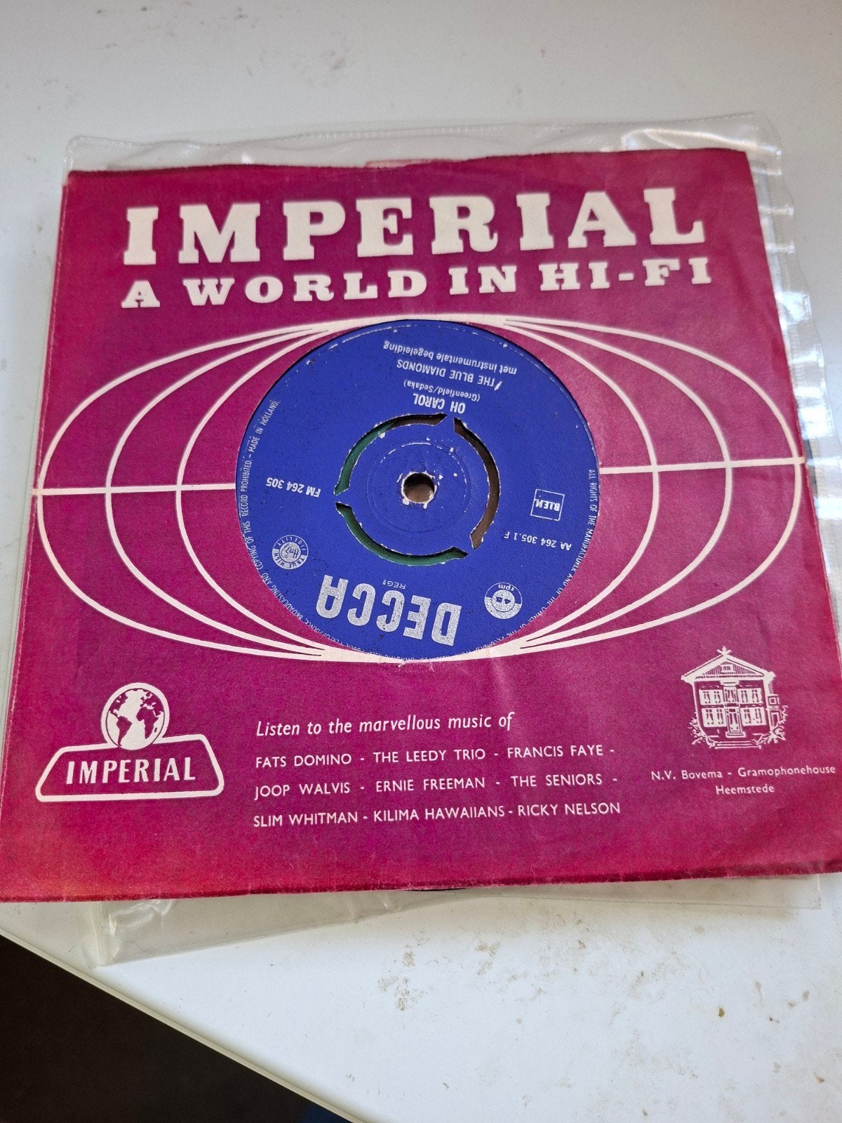 The Blue Diamonds - Oh Carol / We Got Love (7 inch vinyl), Cd's en Dvd's, Gebruikt, 7 inch, Ophalen of Verzenden, Pop