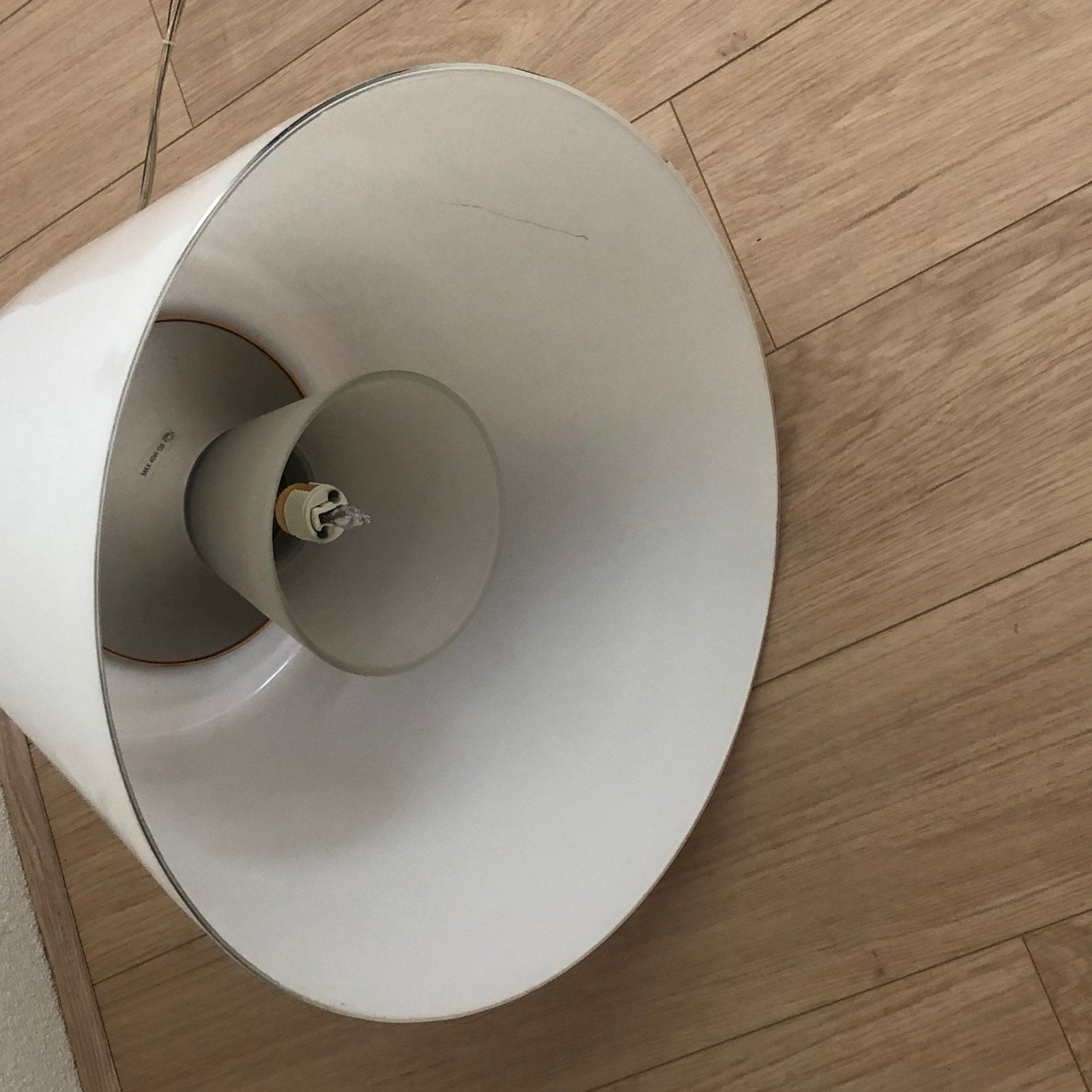 Moderne Witte Hanglamp melkglas met Geborsteld Metaal, Ophalen of Verzenden, Gebruikt, Glas, E27 (groot)