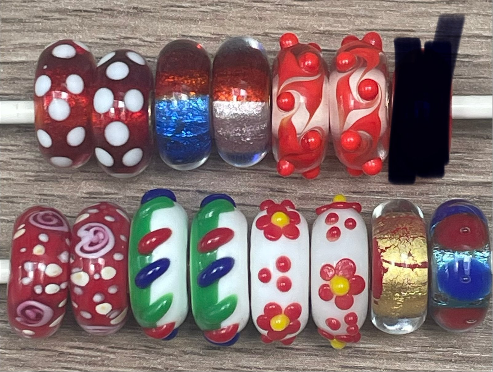 Nieuw Murano glas bedeltjes met ️rode️ tinten, Nieuw, 4 bedels of meer, Zilver, Ophalen