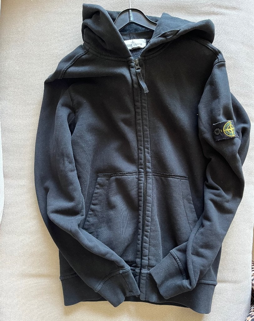 Stone Island Junior Zwarte Hoodie met Rits, Verzenden, Jongen of Meisje, Trui of Vest, Stone Island Junior