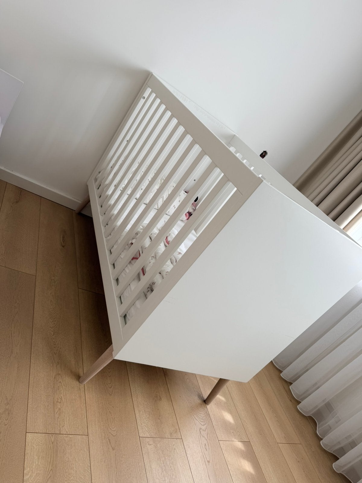 Europe Baby Sterre Ledikant - 60 x 120 cm - Wit / Naturel, Ophalen, Zo goed als nieuw, Jongetje of Meisje