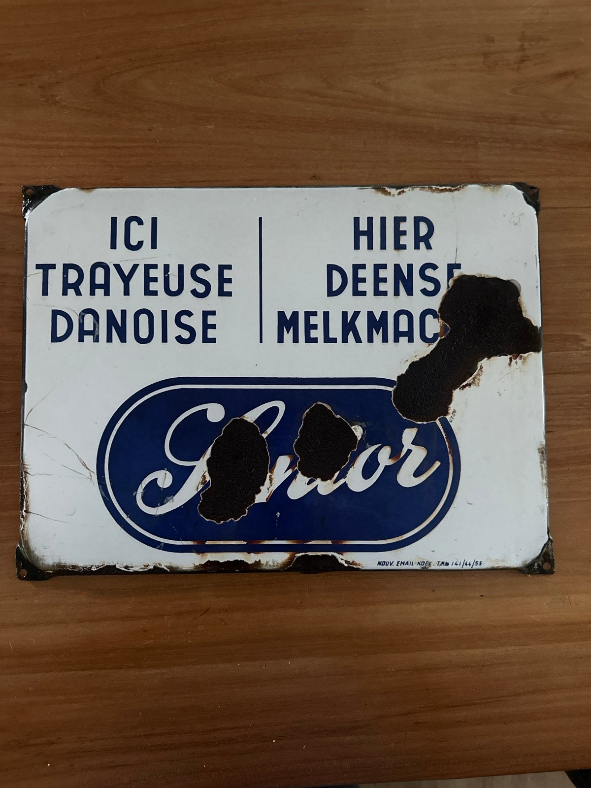 Emaille Senior Melkmachine Bord - Vintage Reclamebord, Ophalen of Verzenden