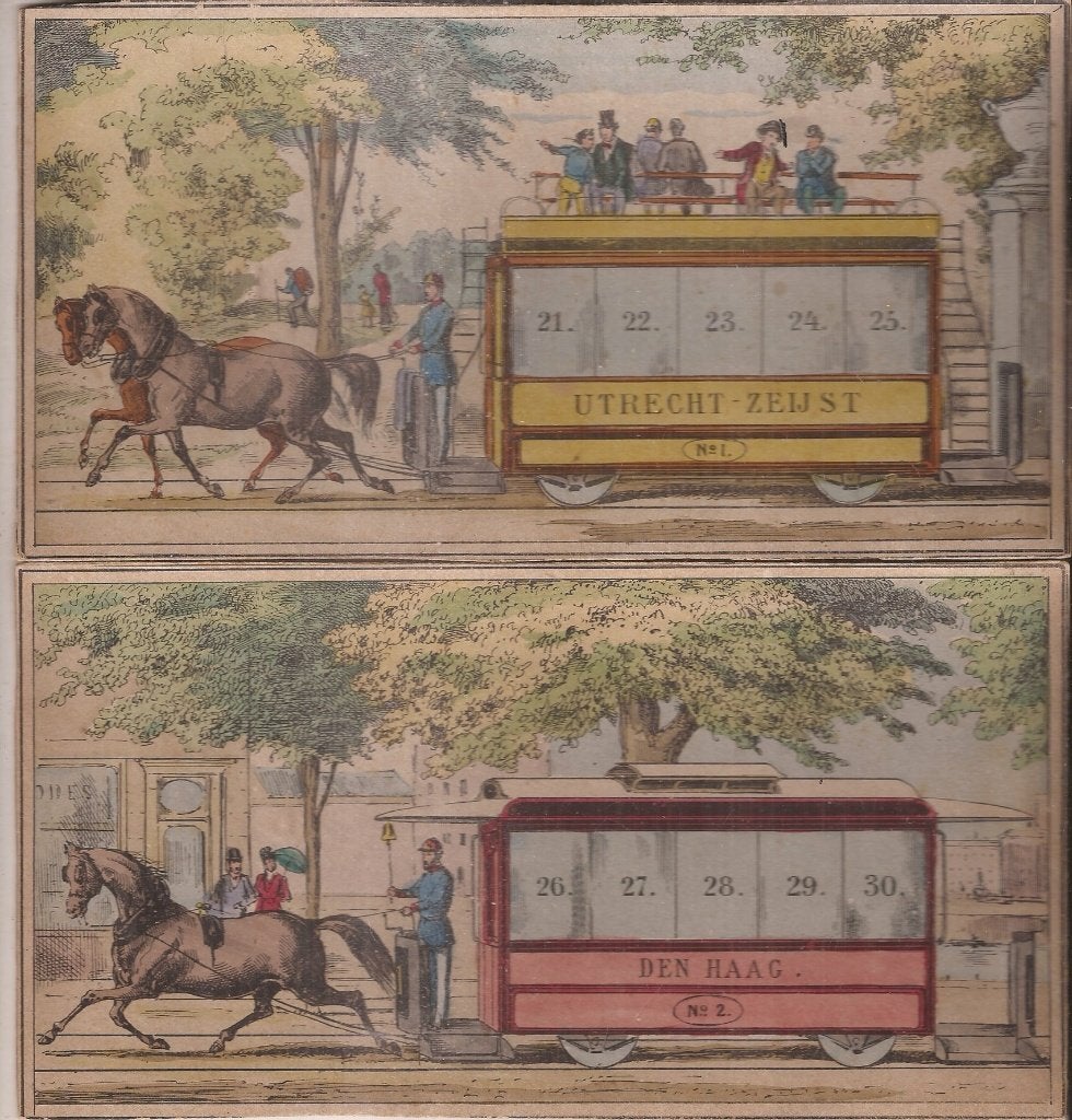 Paardetram Bord Spel met 12 kaarten ca. 1900, Antiek en Kunst, Antiek | Speelgoed, Ophalen of Verzenden