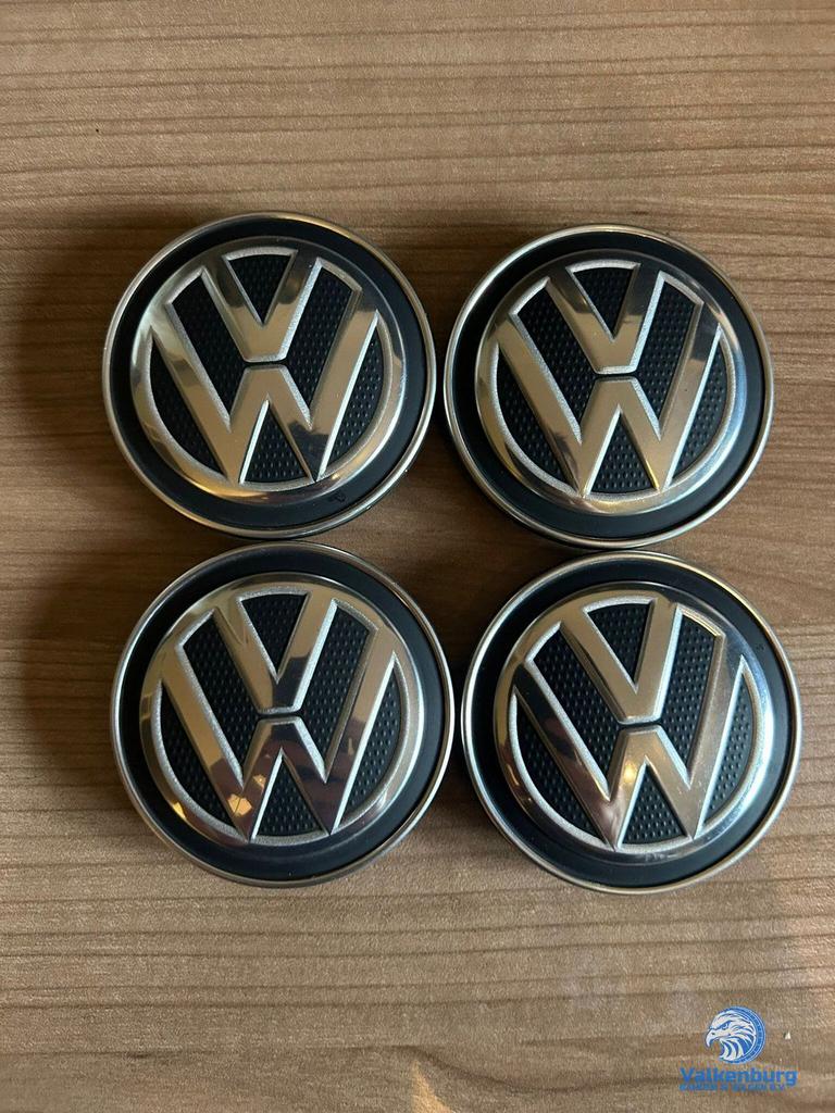 ORIGINELE VW Volkswagen naafkap naafdop set zwart chroom, Gebruikt, -, Verzenden, -