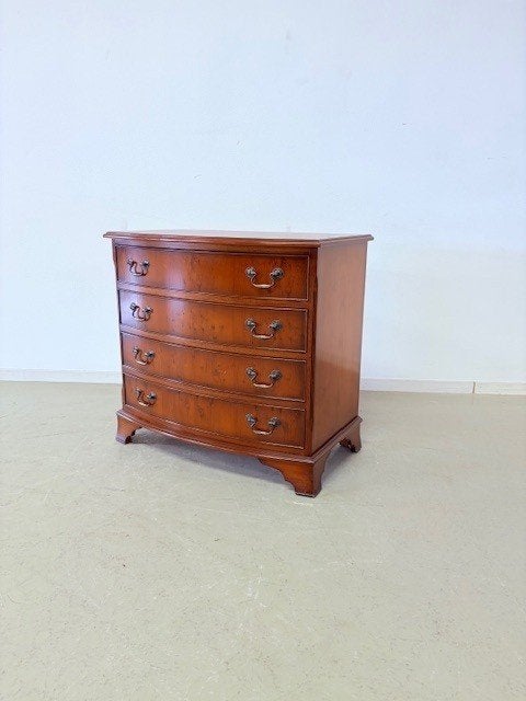 Ladenkastje / Bow Front Cabinet met 4 lades, in taxus, Ophalen, Gebruikt, 50 tot 100 cm, Engels / Klassiek / Ambachtelijk