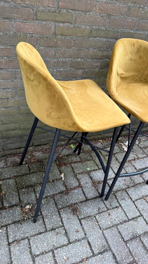 Kick - Gouden barkrukken - Z.g.a.n. - Garagebox leegverkoop, Ophalen, Zo goed als nieuw, 90 cm of meer, Metaal