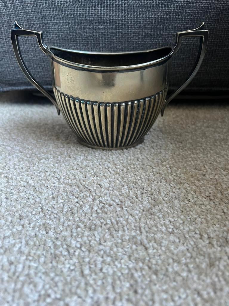 Verzilver  oude suikerpot, Antiek en Kunst, Ophalen of Verzenden, Zilver