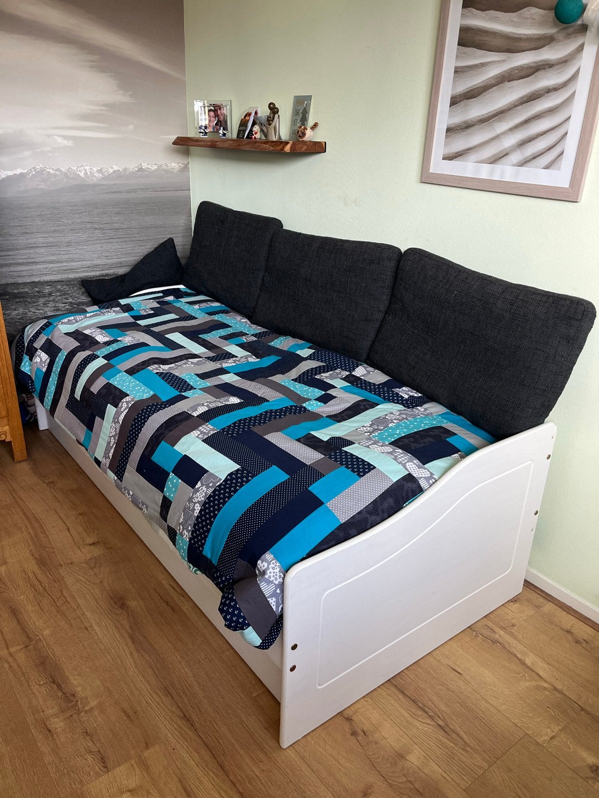 Sofabed met uittreklade voor extra bed, Ophalen, Gebruikt, Wit, Tweepersoons