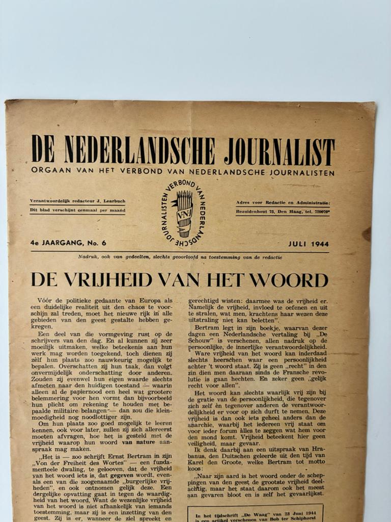 De Nederlandsche Journalist Juli 1944, Ophalen of Verzenden, 20e eeuw of later, Gelezen