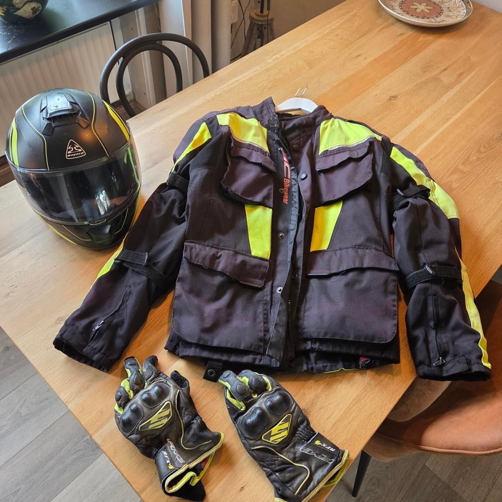 Motorkleding Man 3-delig (Helm, Motorjack & Handschoenen), Jas | textiel, Grand Canyon, Tweedehands, Heren