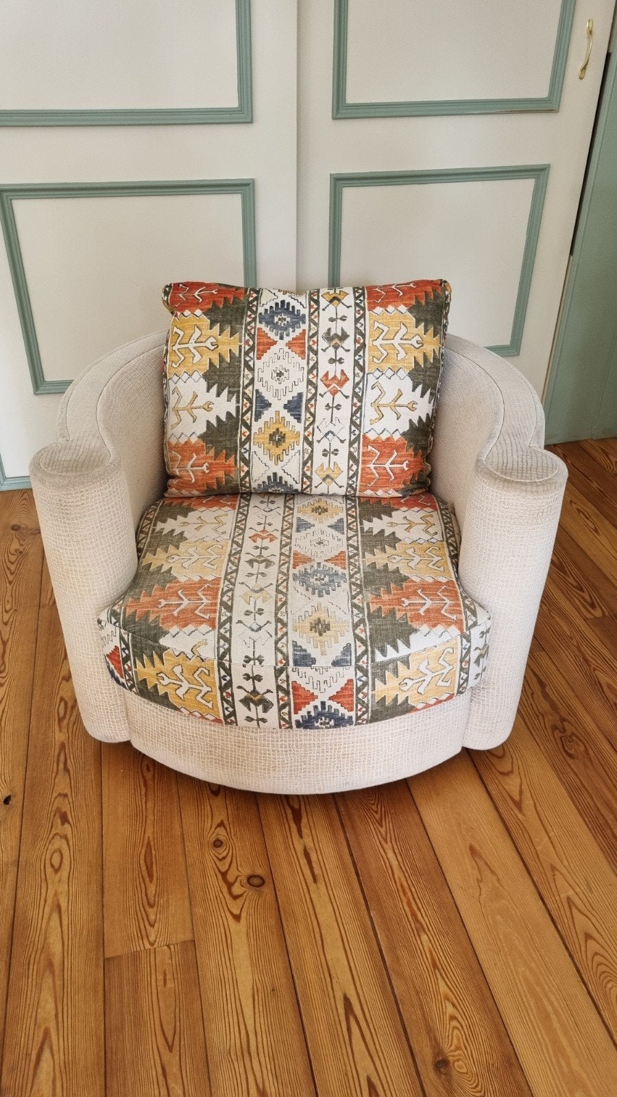 Roche Bobois Fauteuil met Kussen - Draaibaar, Huis en Inrichting, Fauteuils, Ophalen, Gebruikt, 75 tot 100 cm, 75 tot 100 cm