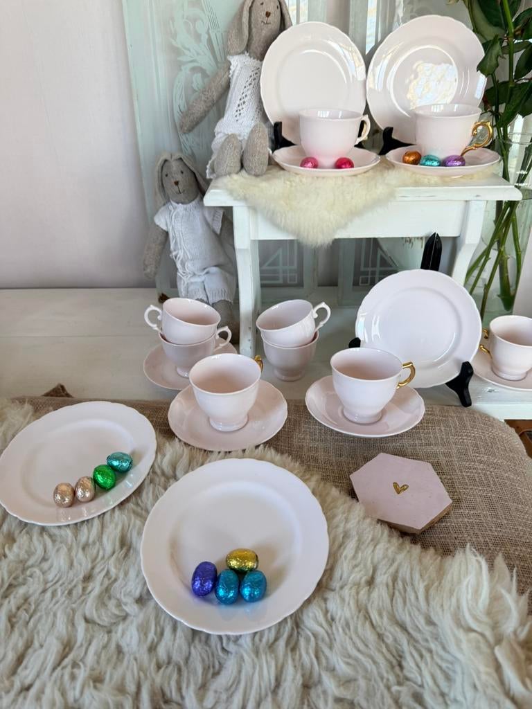 Tuscan zacht roze antiek porseleinem servies, Antiek en Kunst, Ophalen