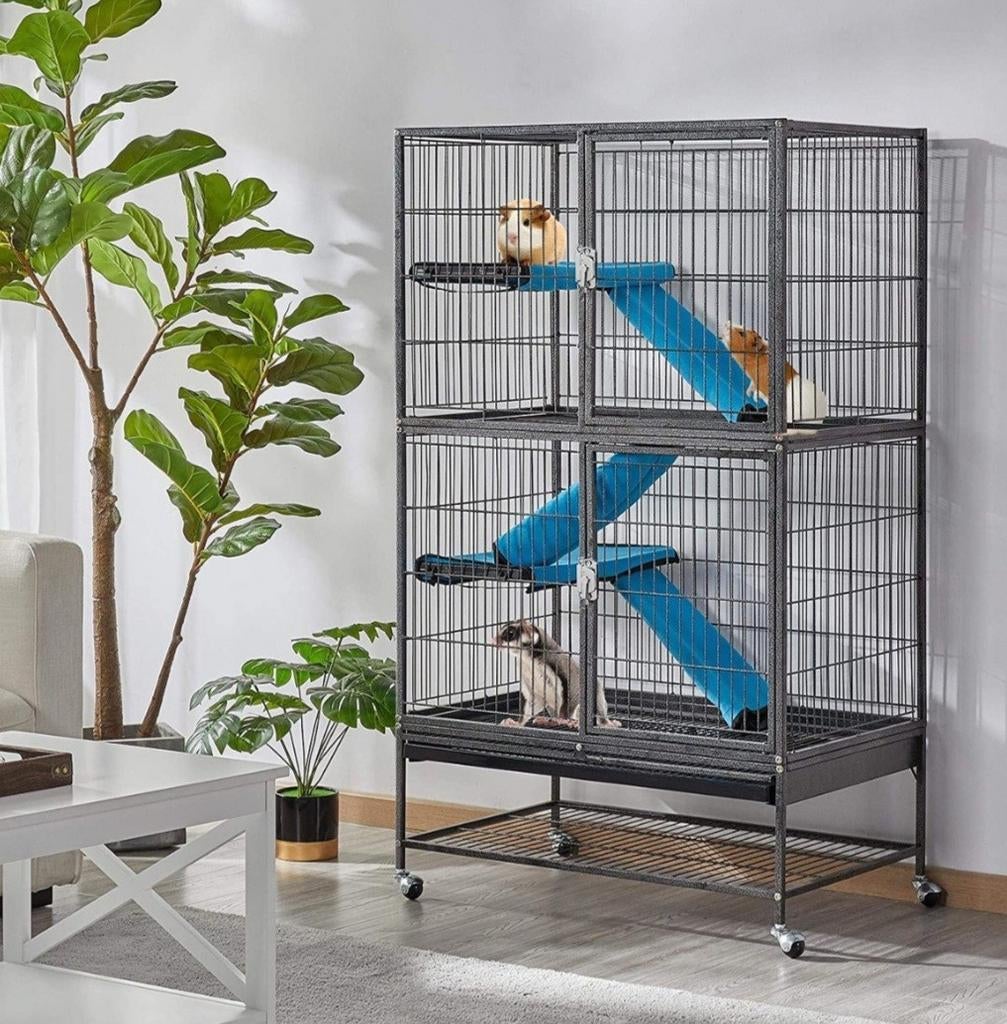 Metalen kooi op wielen voor kleine huisdieren z.g.a.n., Ophalen of Verzenden, Kooi, Cavia, 90 cm of meer