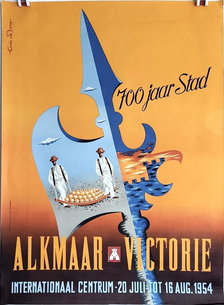 ALKMAAR VICTORIE 1954 reclameposter zeer FRAAI !!, Rechthoekig Staand, Ophalen of Verzenden, Zo goed als nieuw, A1 t/m A3