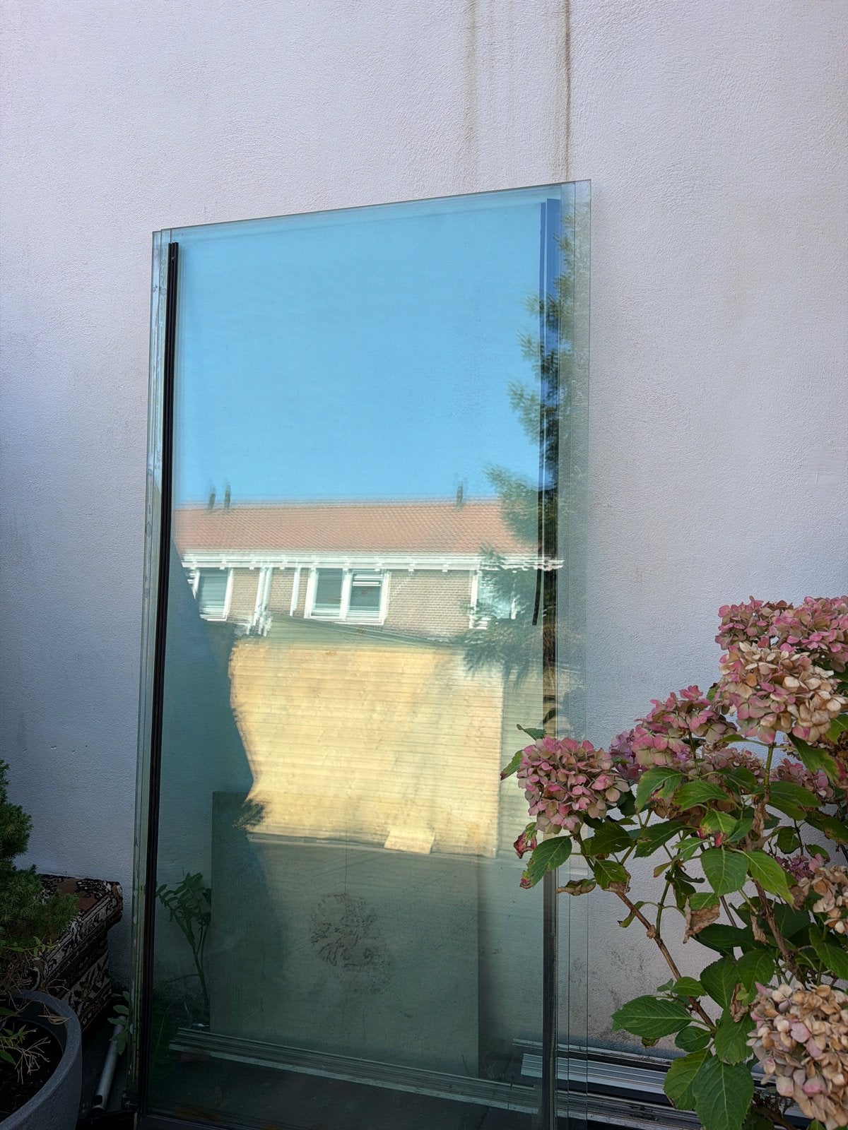 4-delige glazen schuifwand veranda – 101 x 220 cmincl. rails, Doe-het-zelf en Verbouw, Glas en Ramen, Ophalen, Gevelraam of Ruit