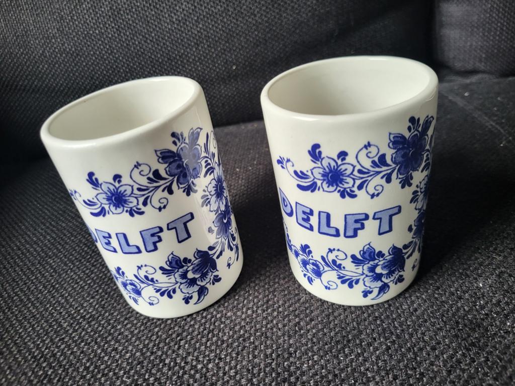 Set van 2 handgemaakte Delftsblauwe mokken, Ophalen of Verzenden