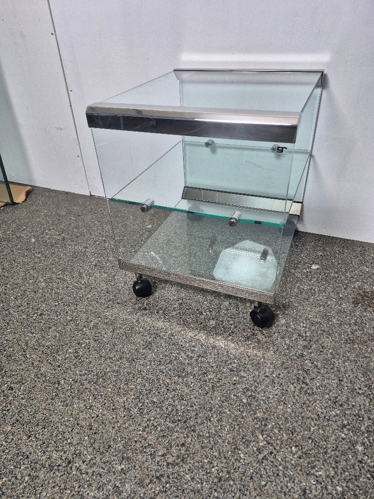 Gallotti & Radice design trolley glas RVS, Minder dan 55 cm, Gebruikt, Italiaans Design, Glas