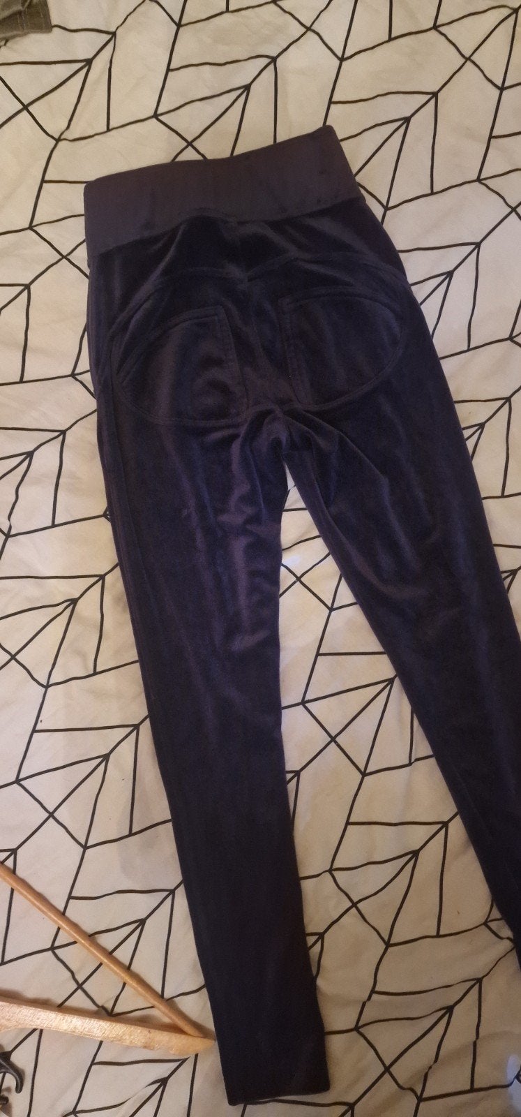 Donkerblauwe fluwelen legging - Maat S, Legging, Maat 36/38 (S), Blauw, Ophalen of Verzenden