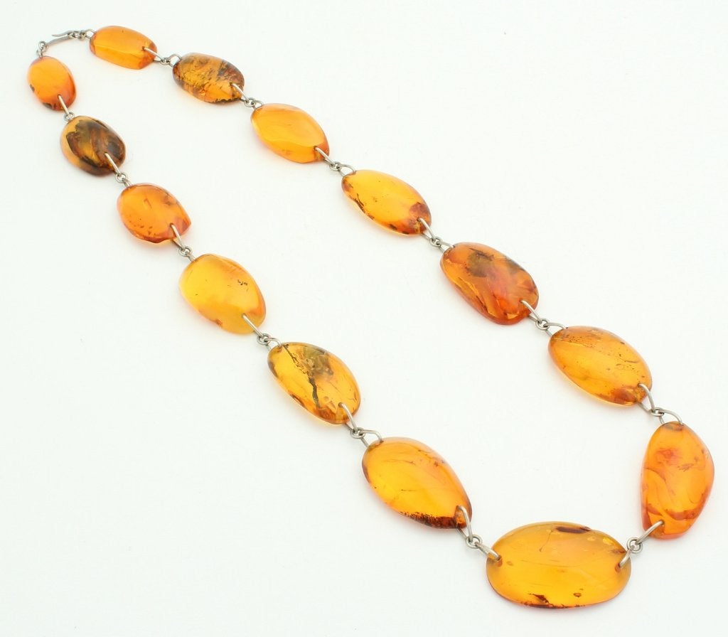 Barnsteen amber ketting collier vintage zeldzaam 61 cm, Ophalen, Overige materialen, Ketting