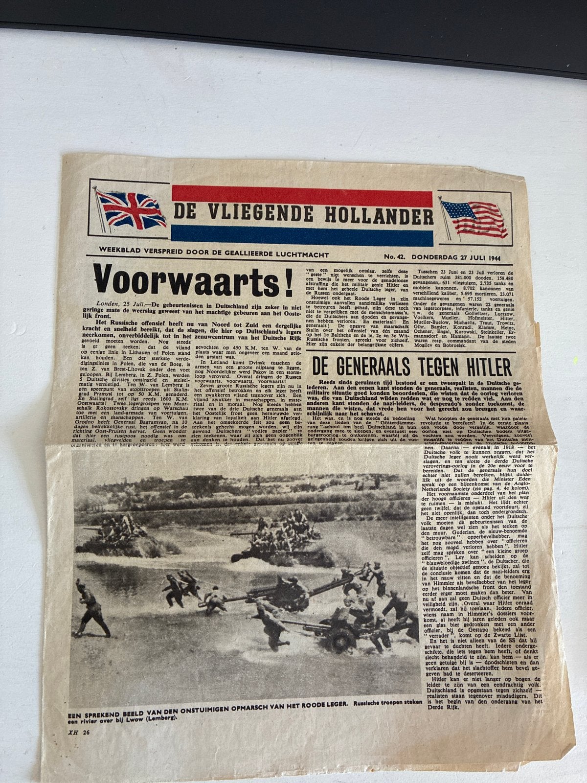 De Vliegende Hollander - Krant uit WOII (27 juli 1944), Ophalen of Verzenden, 1940 tot 1960, Nederland, Krant