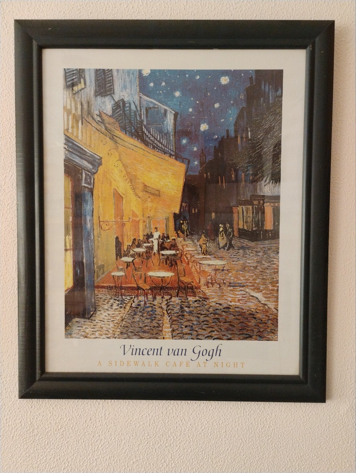Ingelijste Van Gogh print - Caféterras bij nacht, 50 – 75, Minder dan 50 cm, Gebruikt, Ophalen of Verzenden