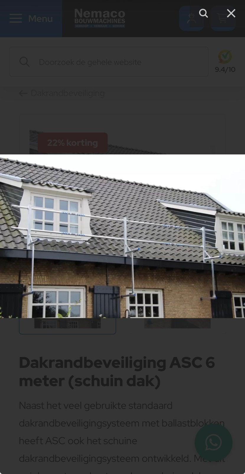 Randbeveiliging 6 meter, Doe-het-zelf en Verbouw, Steigers, Ophalen, Zo goed als nieuw, Overige typen, Minder dan 2 meter