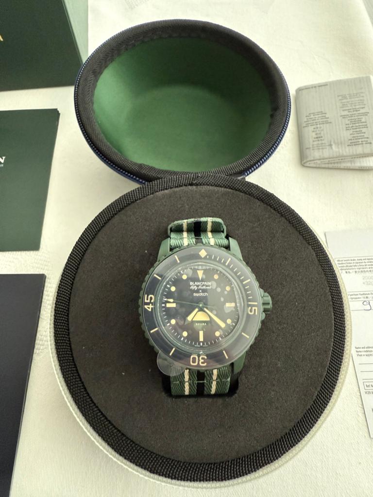 Blancpain x Swatch Scuba Fifty Fathoms green ABYSS, Sieraden, Tassen en Uiterlijk, Horloges | Heren, Overige materialen, Polshorloge