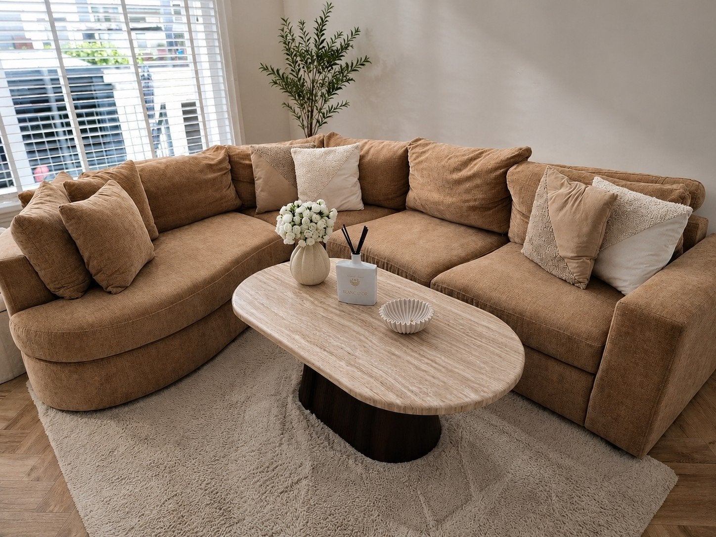 Luxe hoekbank / loungebank – slechts 1 jaar oud, Ophalen, Zo goed als nieuw, 150 cm of meer, Vierpersoons of meer