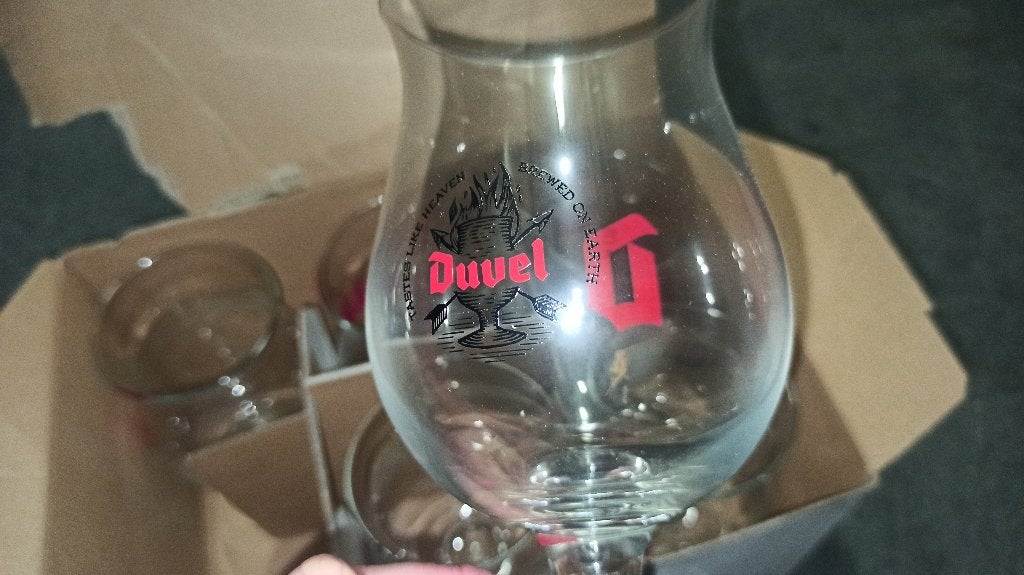 Duvel glazen 33 cl, Ophalen, Zo goed als nieuw, Glas of Glazen, Duvel